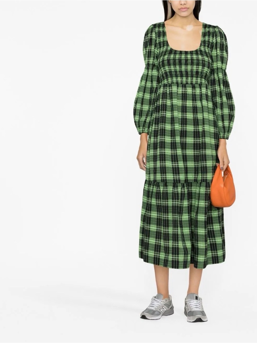 Ganni Green Plaid Seersucker Dress - Picture 2 of 7